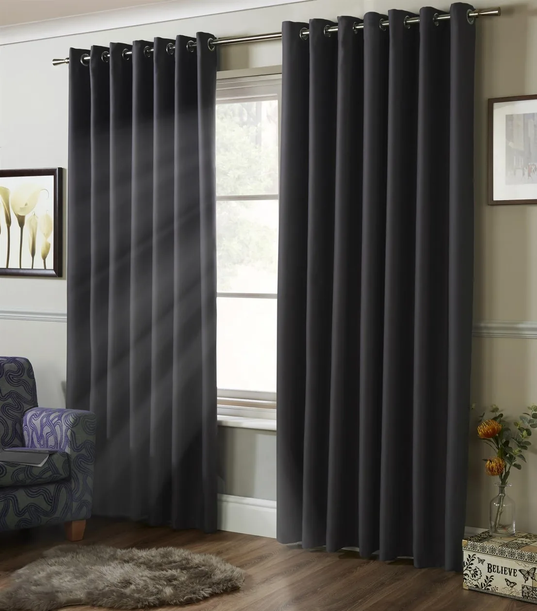 Diamond Blackout Curtains Eyelet Curtains - Blue - 90" x 72": the shop's own photo