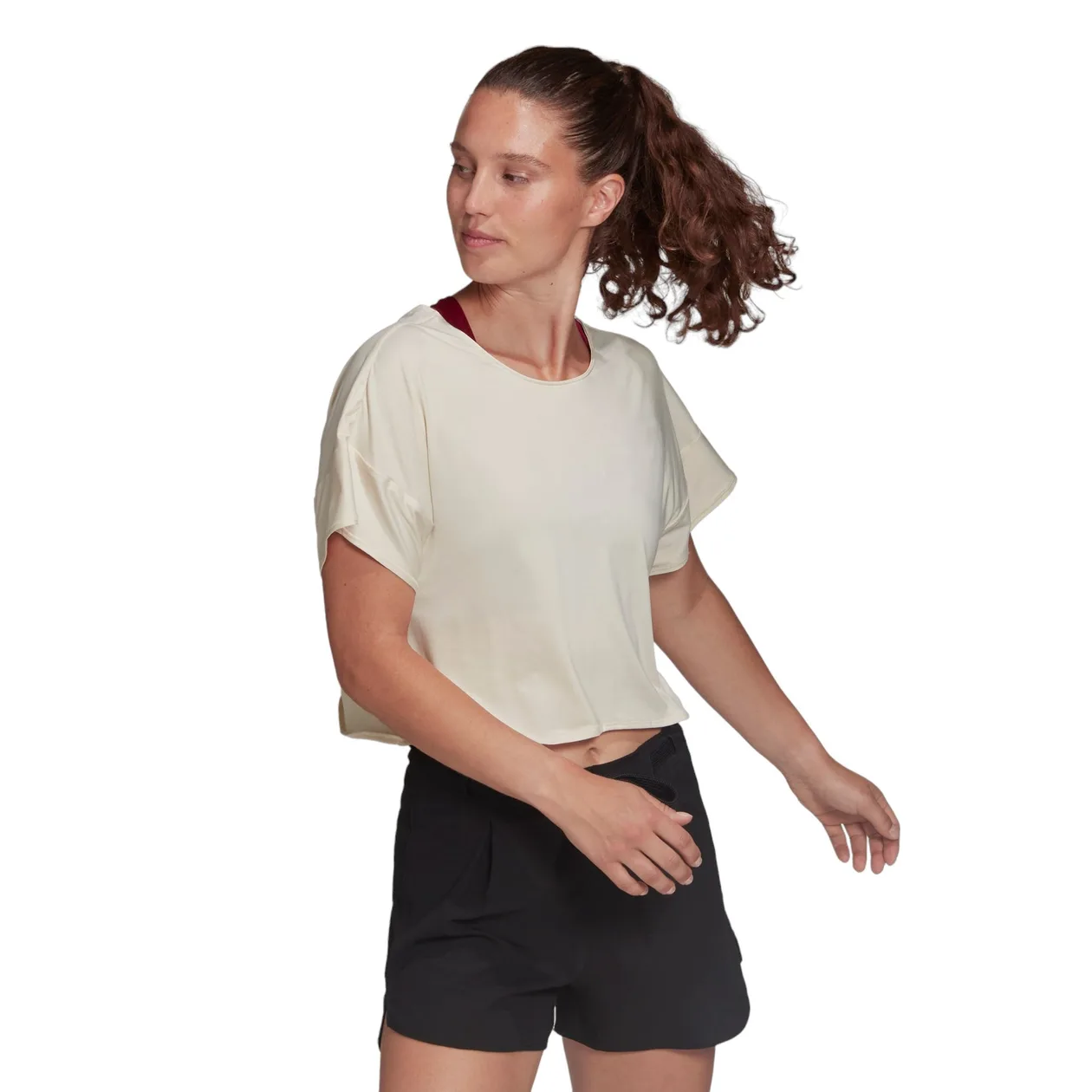 adidas Womens Studio Backless Tee - Beige | Size: S: the shop's own photo