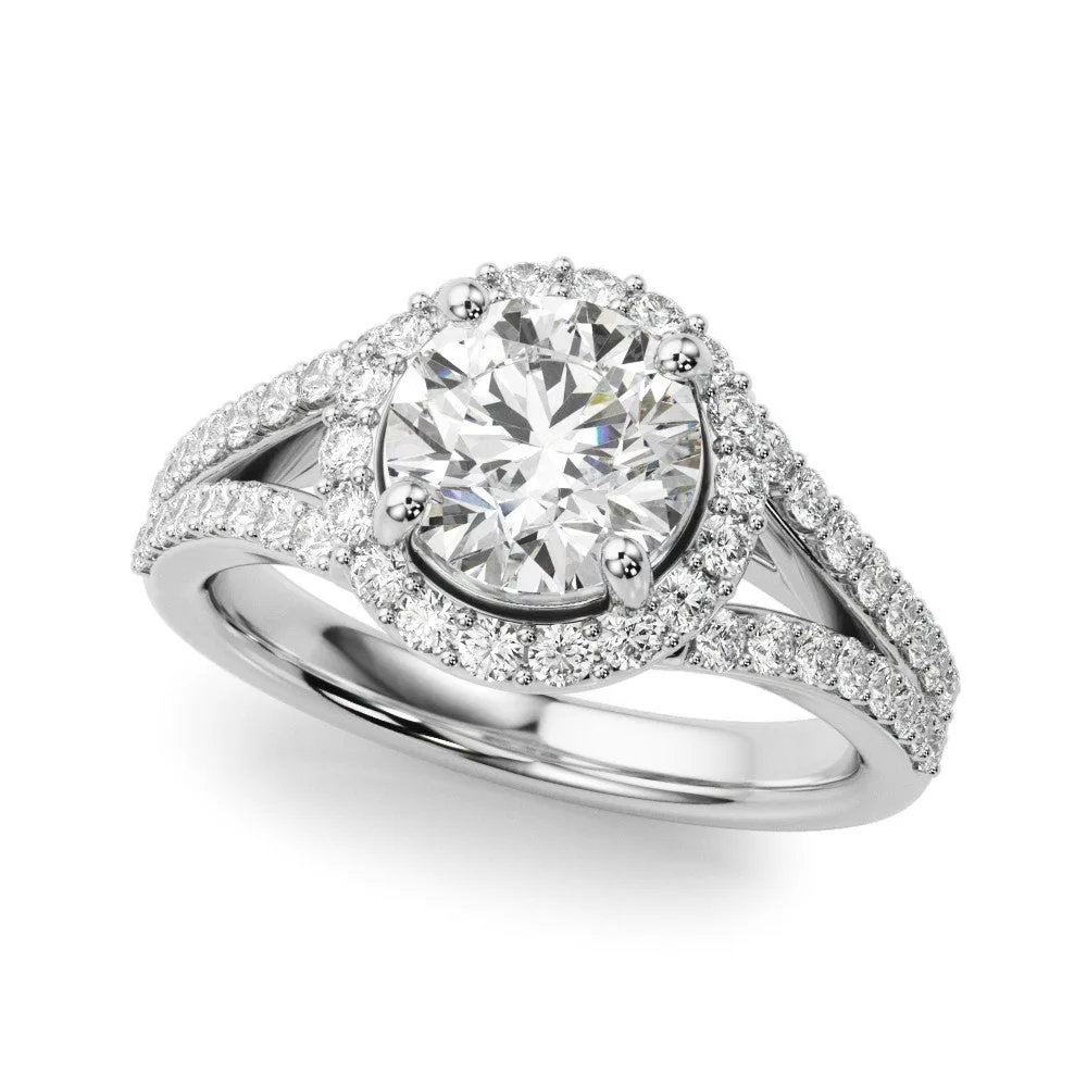 Lab-Grown Diamond Halo Engagement Ring with Split Shank 18K White Gold - Sterling Silver / 1.50 Carat: the shop's own photo