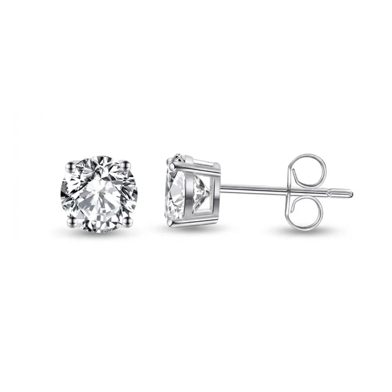 Stud Earrings with Round Solitaire Diamonds - 2ct to 3ct Solid Gold - 2.00 Carat: the shop's own photo