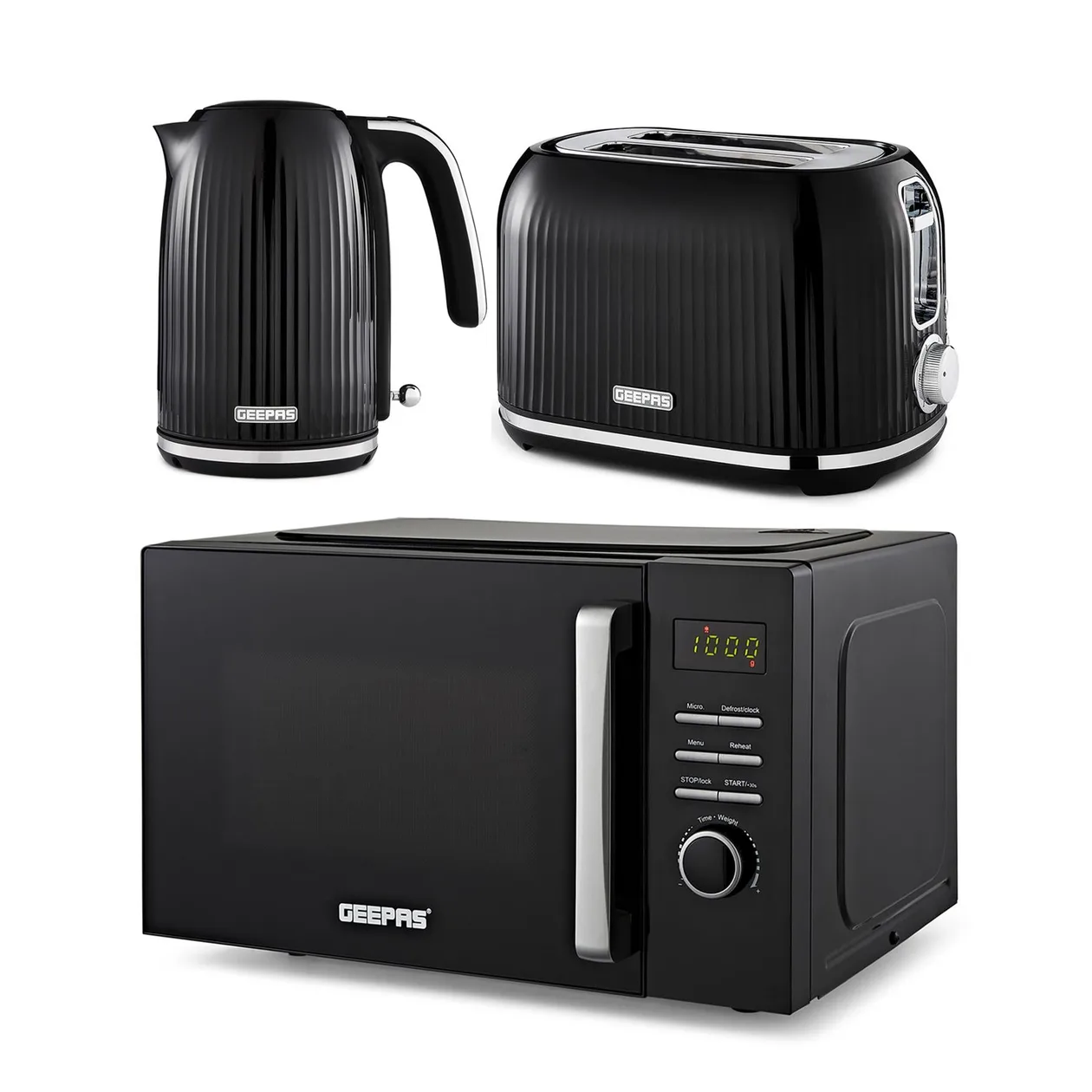 Fluted 23L Digital Microwave Oven, 1.7L Kettle & 2-Slice Toaster Set: the shop's own photo
