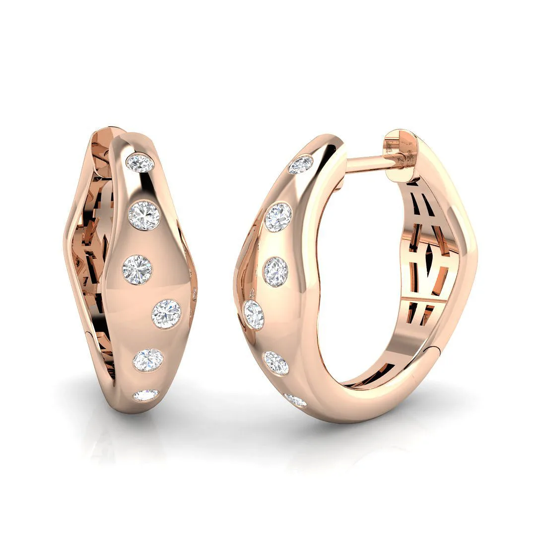 0.2 Ct Diamond Hoop Earrings | Lab-Grown & Natural Gold Elegant Hoops - 9k Rose Gold / 0.2 Carat / Natural Diamond(F-VS): the shop's own photo