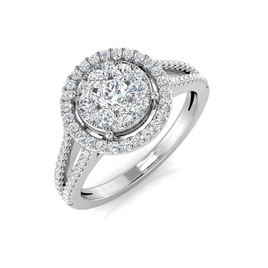 Natural Round Cut Cluster Diamond Ring - Lab Grown Diamond / 0.50 Carat / 18k Yellow Gold: the shop's own photo