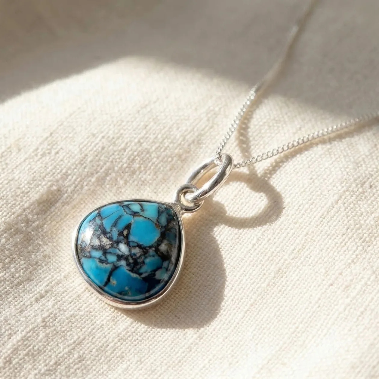 Turquoise December Birthstone Sterling Silver Necklace: the shop's own photo