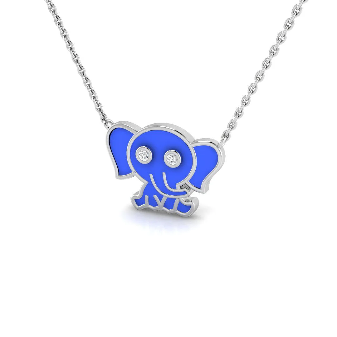 Diamond Elephant Pendant 0.15ct Gold & Platinum Necklace - 9k White Gold / Natural Diamond(F/SI) / 0.15 Carat: the shop's own photo