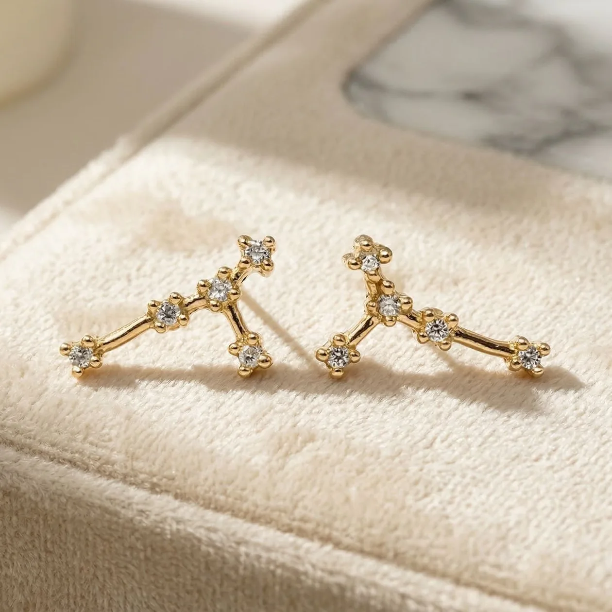 Cancer Star Sign Constellation Astrology Tiny Zodiac Earrings: the shop's own photo