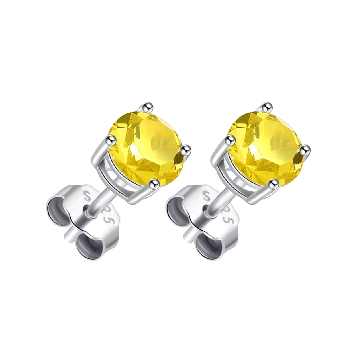 Sterling Silver Yellow Earrings Created with Zircondia® Crystals: the shop's own photo