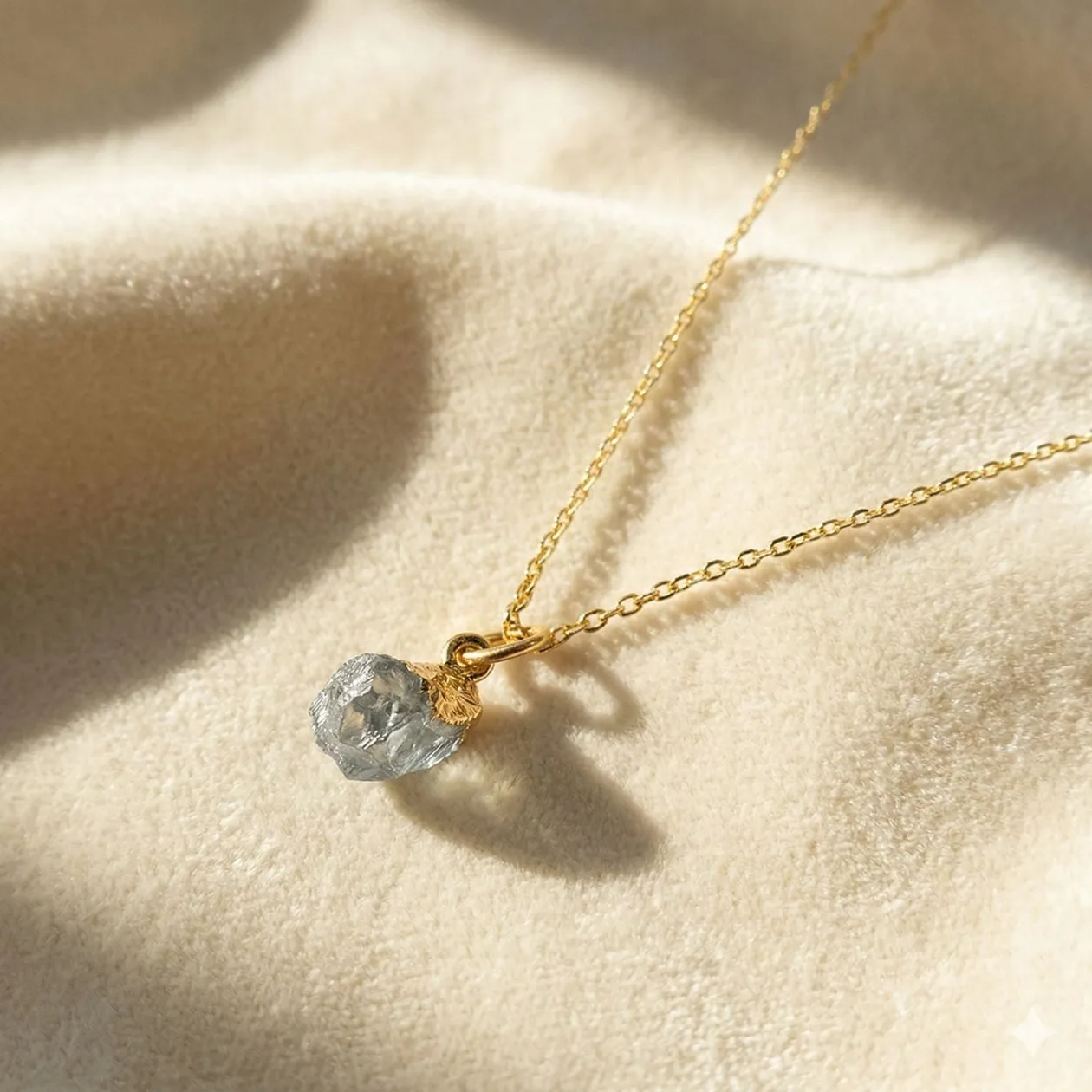 Raw Aquamarine Gold Plated March Birthstone Necklace: the shop's own photo