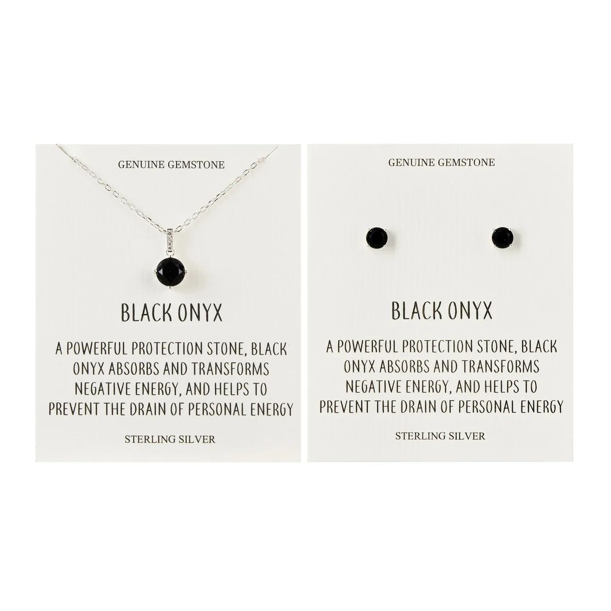 Sterling Silver Black Onyx Gemstone Set with Quote Card: the shop's own photo