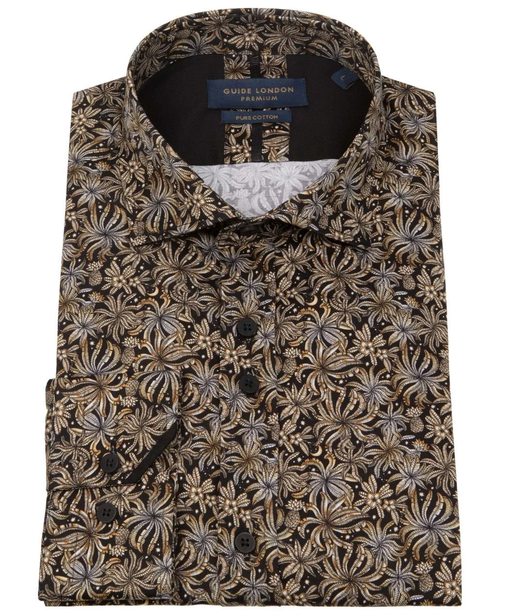 Floral Long Sleeve Cotton Black & Tan Shirt: the shop's own photo