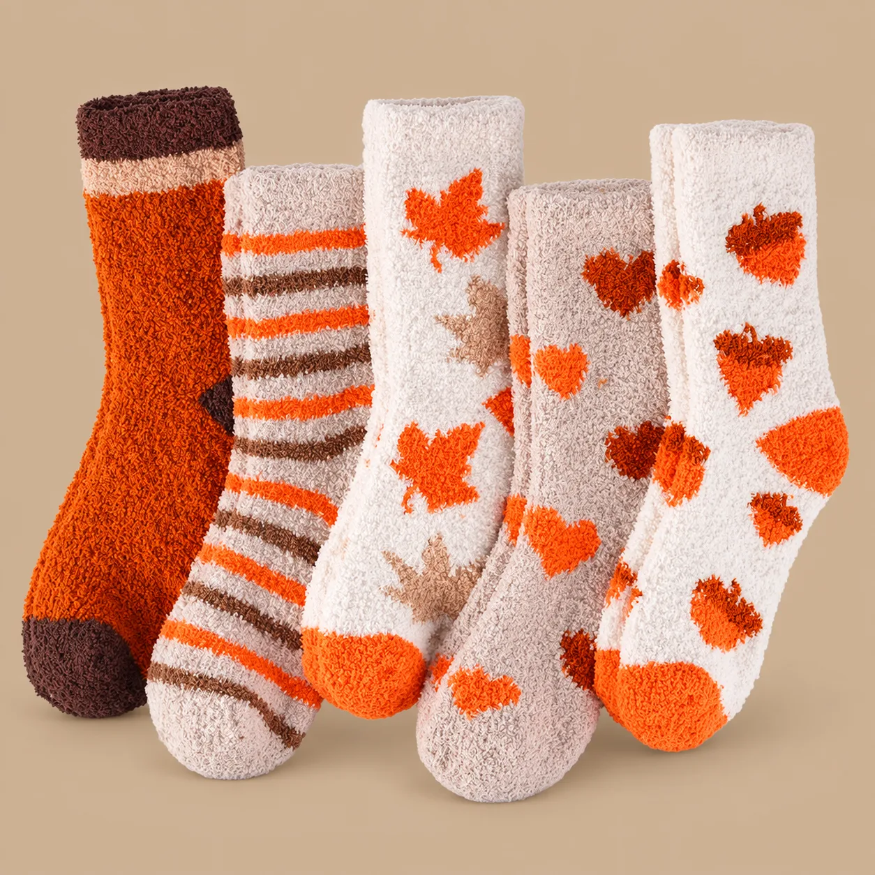 5 Pairs Fall Themed Fluffy Bed Socks for Women: the shop's own photo