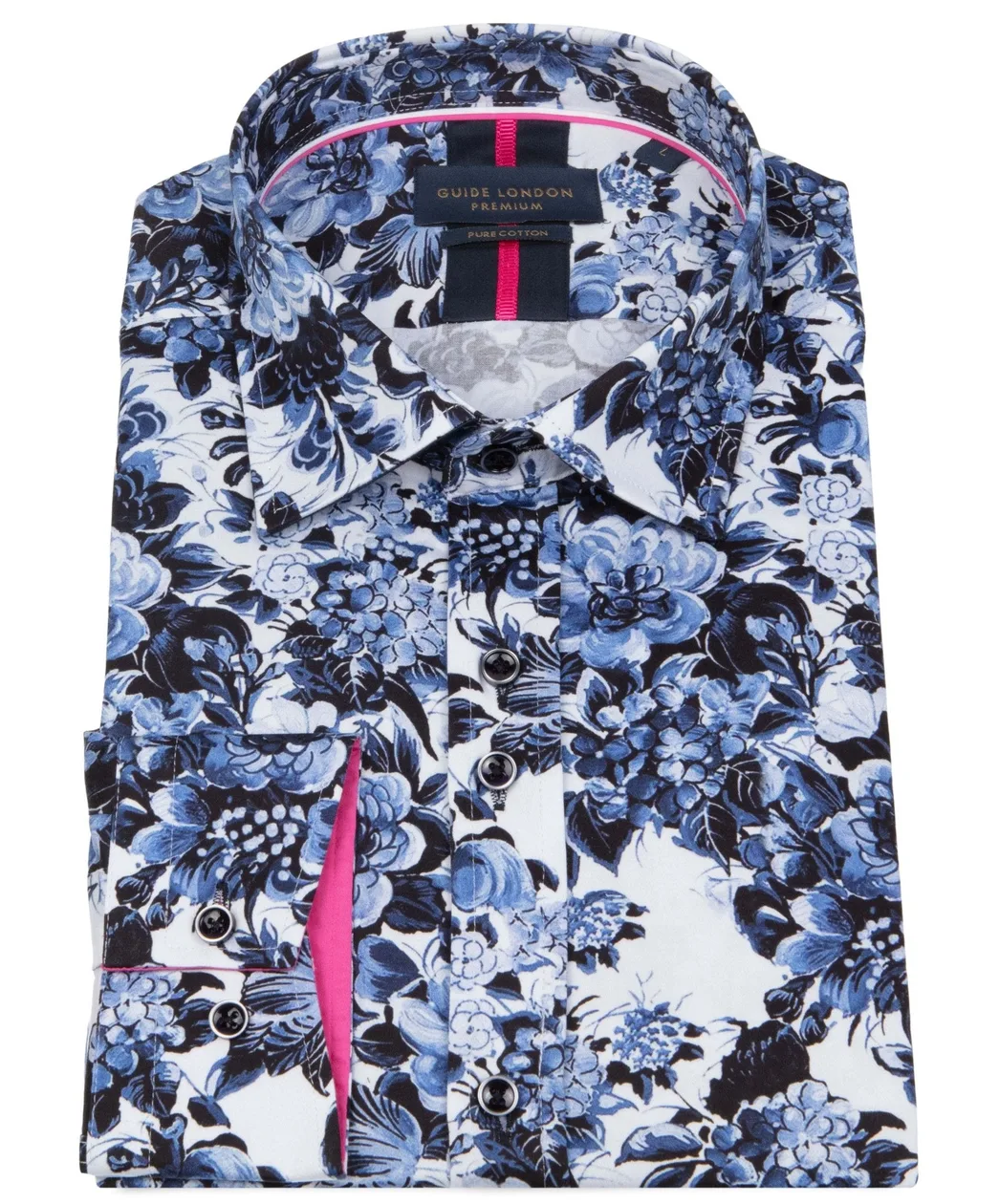 Blue and White Floral Long Sleeve Cotton Shirt: the shop's own photo