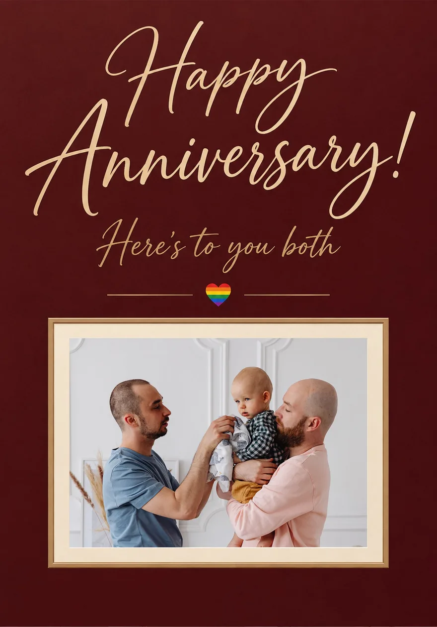 Rainbow Heart Here's to You Both Photo Upload Anniversary Card: the shop's own photo