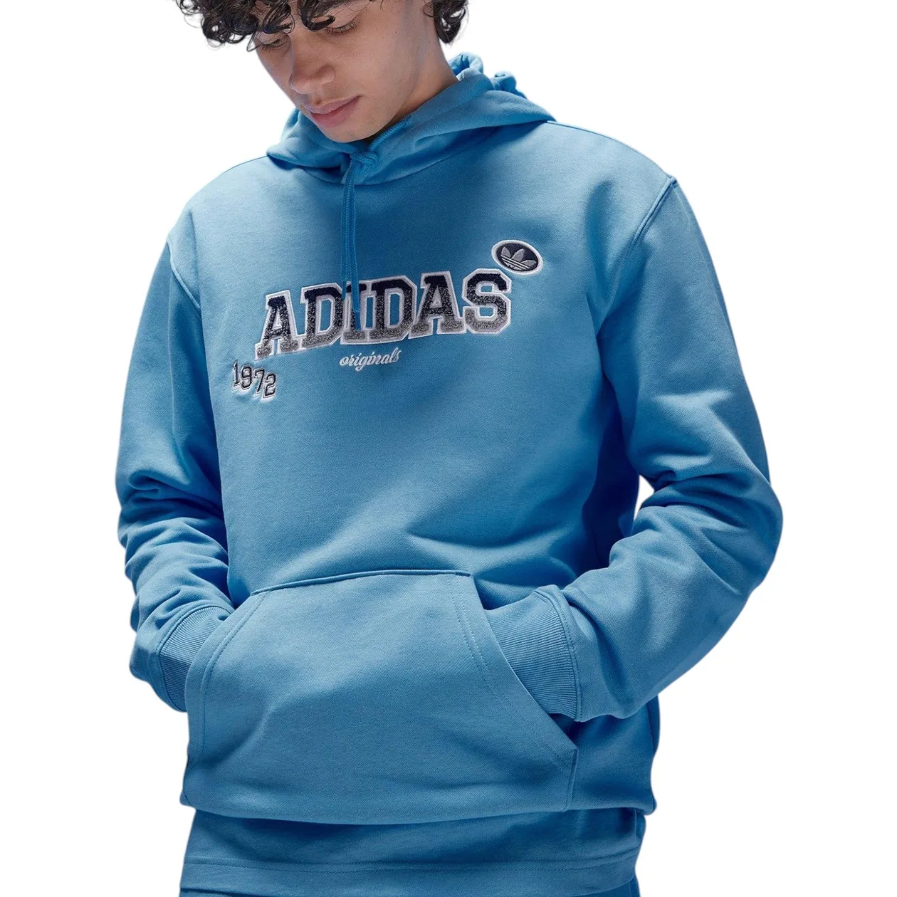 adidas Originals HD Graphic Badge Hoodie - Blue | Size: M: the shop's own photo