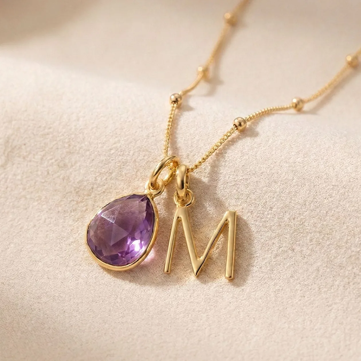 18ct Gold Plated Alexandrite June Birthstone Crystal Initial Necklace - E: the shop's own photo