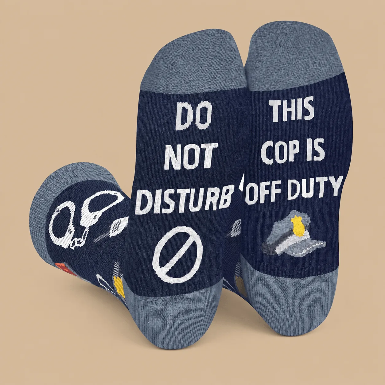 "This Cop Is Off Duty" Crew Socks: the shop's own photo