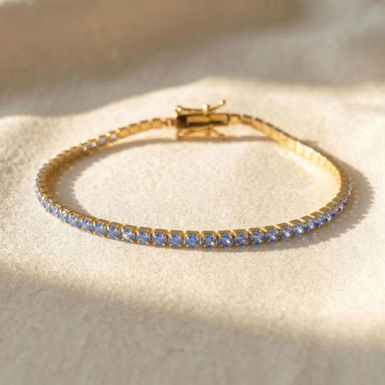 Blue Topaz December Birthstone Dainty Tennis Bracelet: the shop's own photo