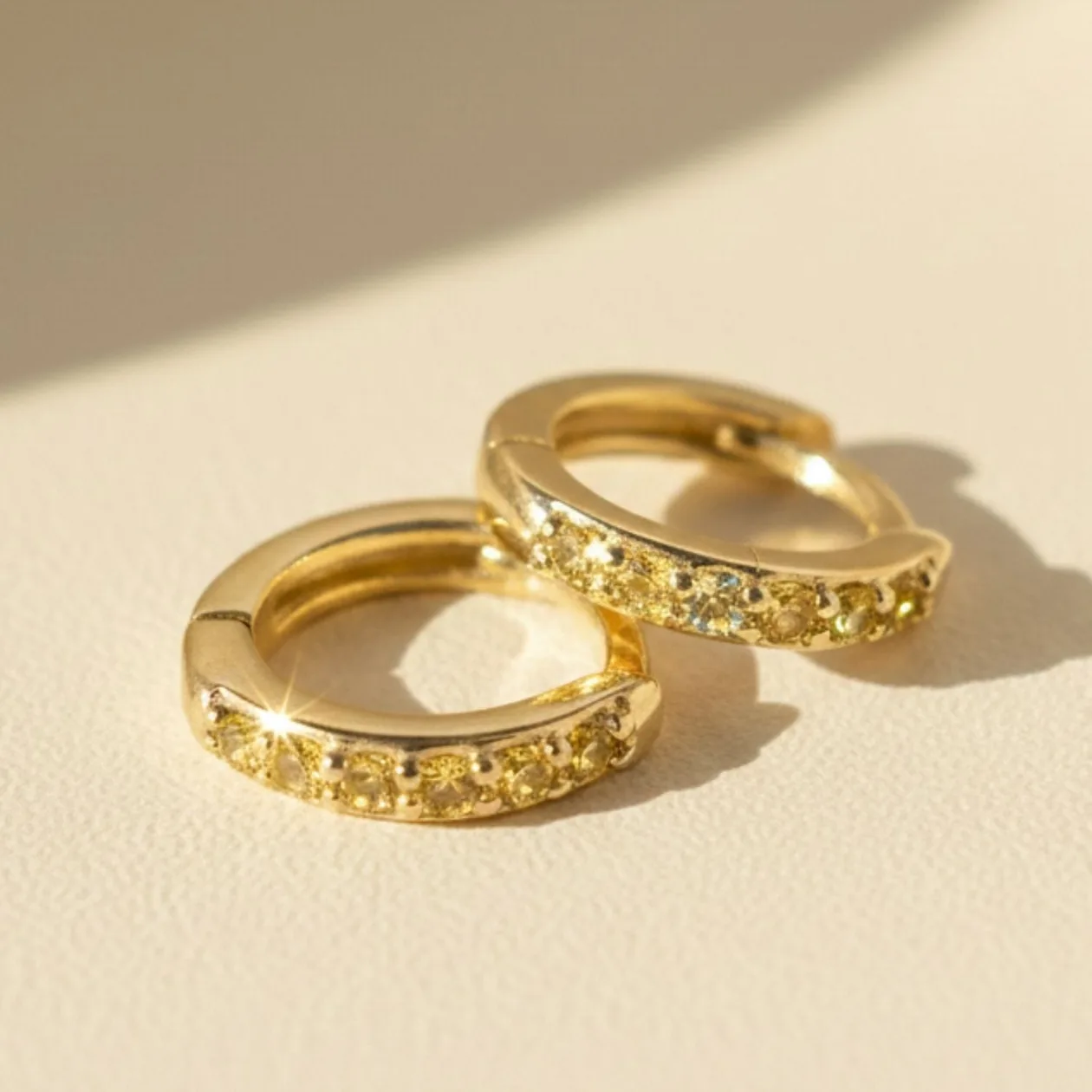 Citrine November Birthstone Small Huggie Hoop Earrings: the shop's own photo