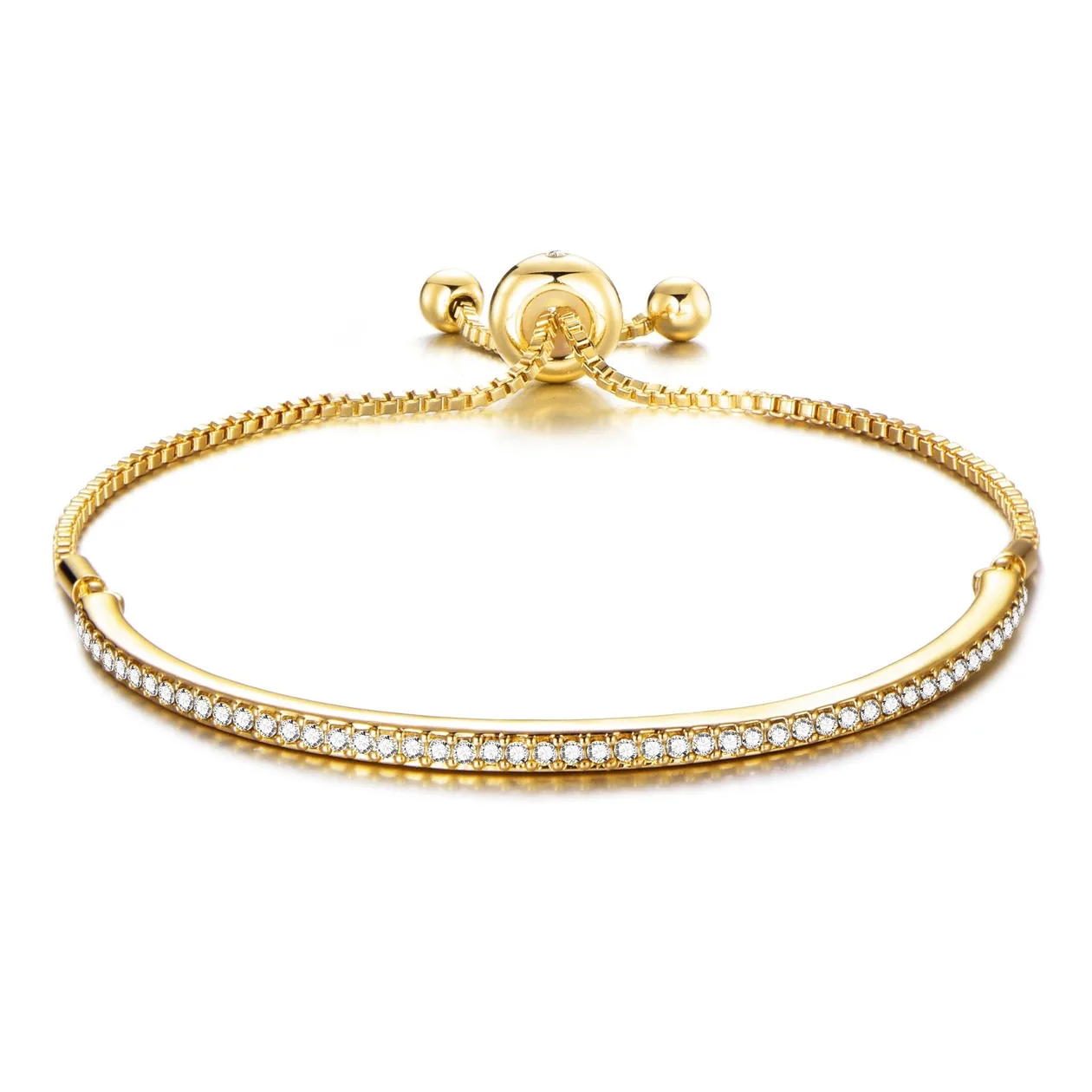 18k Gold Plated Friendship Slider Bracelet Created with Zircondia® Crystals: the shop's own photo