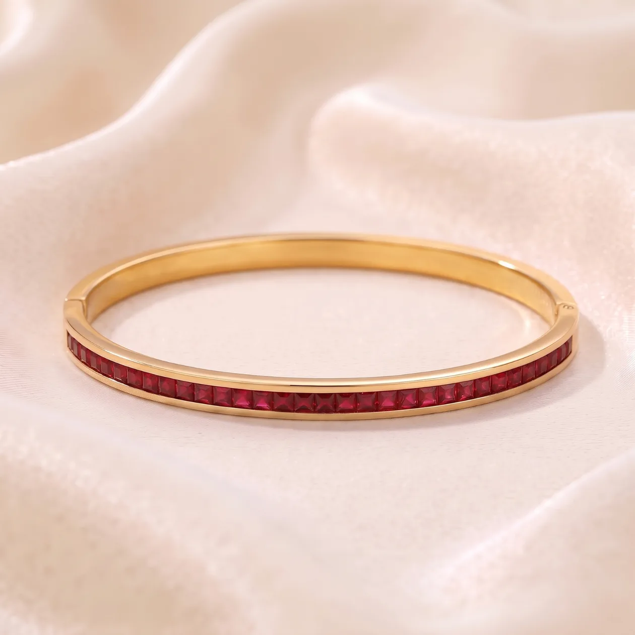 18ct Gold Plated Ruby July Birthstone Tennis Bangle: the shop's own photo
