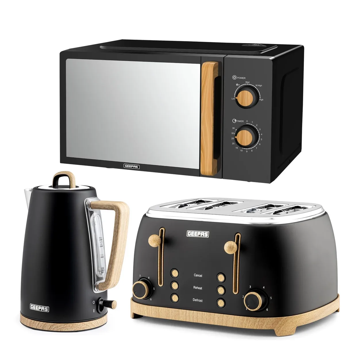 NordiQ Black 20L Microwave, 4-Slice Toaster & Kettle Set: the shop's own photo