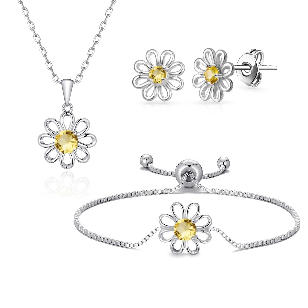 3pc Daisy Bracelet Set Created with Zircondia® Crystals: the shop's own photo