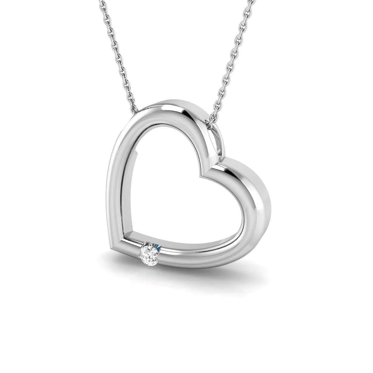 Heart-Shaped Diamond Necklace | Elegant Rose Gold Heart Necklace - 9k White Gold / Natural Diamond(F/SI) / 0.10 Carat: the shop's own photo
