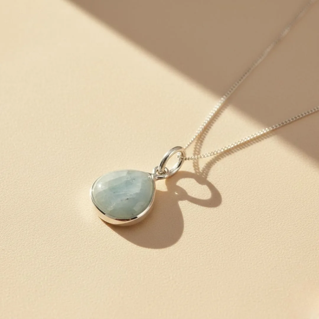 Aquamarine March Birthstone Sterling Silver Necklace: the shop's own photo
