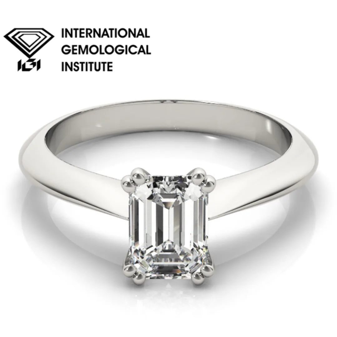 IGI Lab-Grown Emerald Cut D-VVS Diamond Double Prong Solitaire Engagement Ring. - 18k Yellow Gold / 0.50 Carat: the shop's own photo
