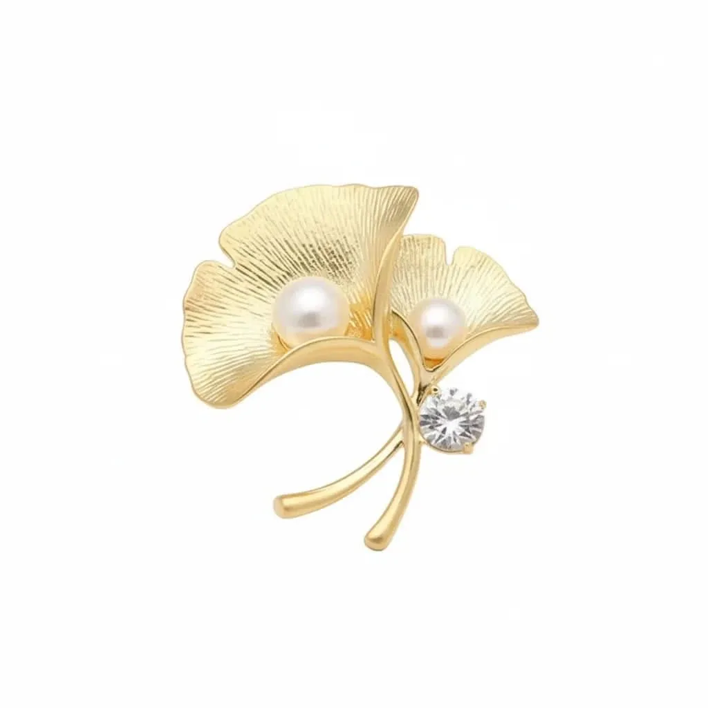 Natural Freshwater Pearl Ginkgo Leaf Brooch: the shop's own photo