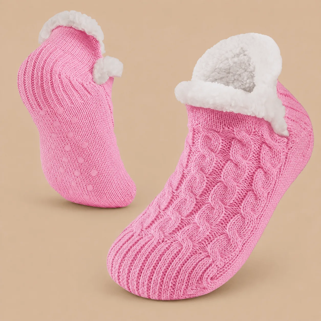 Fluffy Fleece Slipper Socks - Pink: the shop's own photo