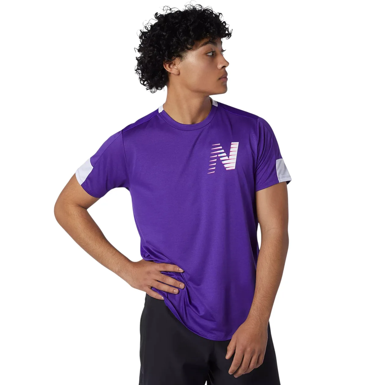 New Balance Printed Fast Flight Short Sleeve Jersey - Purple | Size: S: the shop's own photo