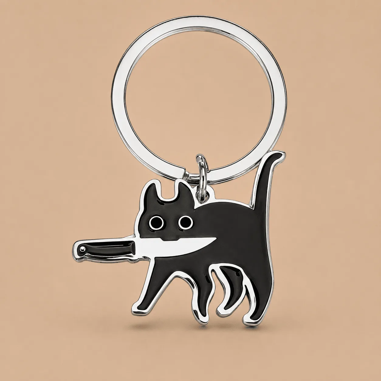 Black Cat With A Knife Keyring: the shop's own photo