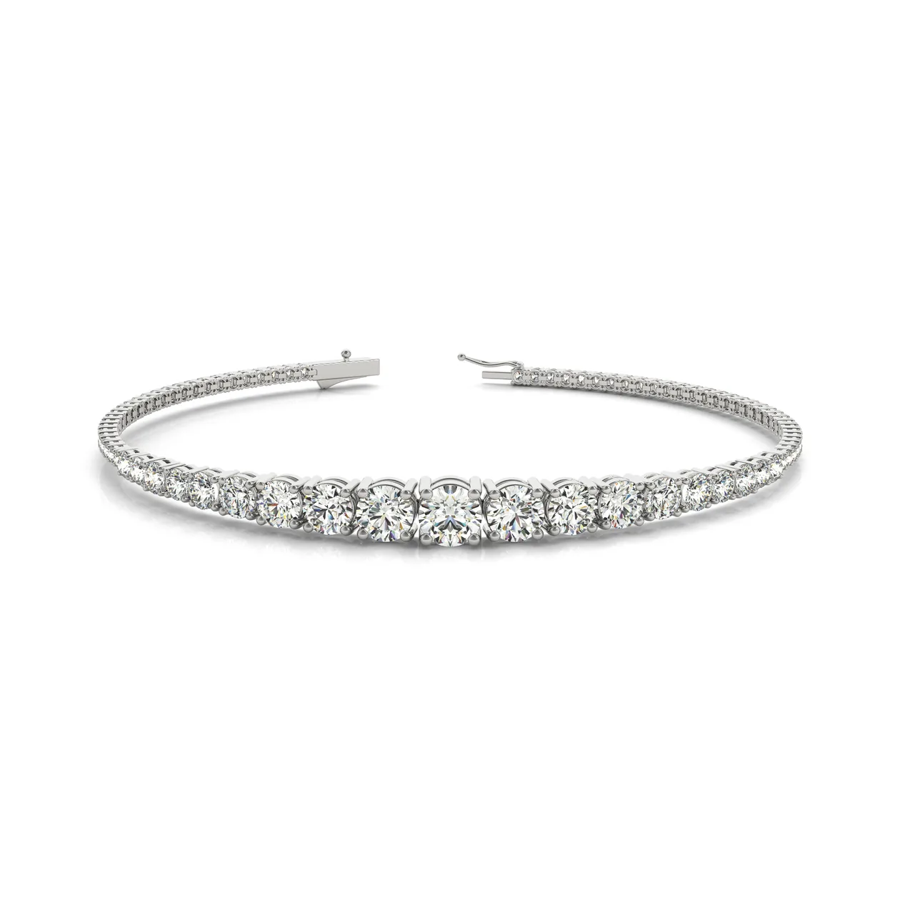 Graduated Round Diamond Tennis Bracelet in 9K Gold or Platinum | Luxury Jewelry - 18k Yellow Gold / 2.50 Carat / Lab Grown Diamond: the shop's own photo