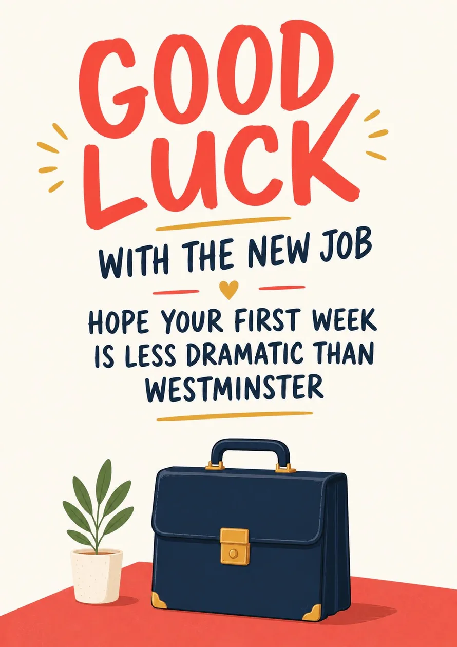 Funny Westminster Joke New Job Card: the shop's own photo