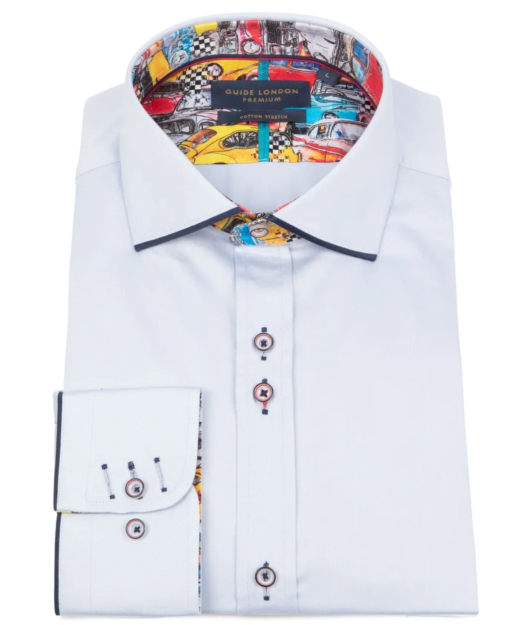 Sky Long Sleeve Vibrant Solid Colour Detail Shirt: the shop's own photo