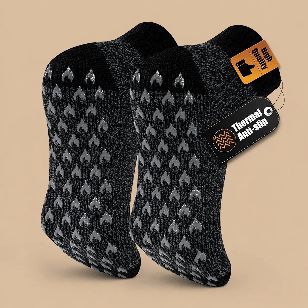 Thermal Non-Slip Slipper Socks - Black Gray: the shop's own photo