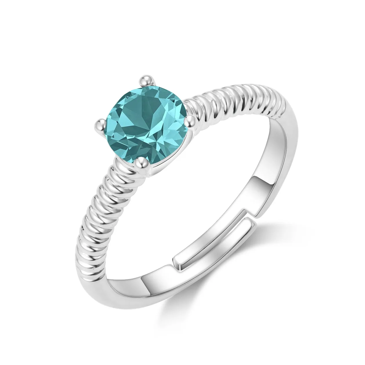 Blue Adjustable Crystal Ring Created with Zircondia® Crystals: the shop's own photo