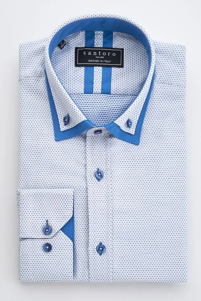 Blue Accent Micro-Dot Shirt: the shop's own photo