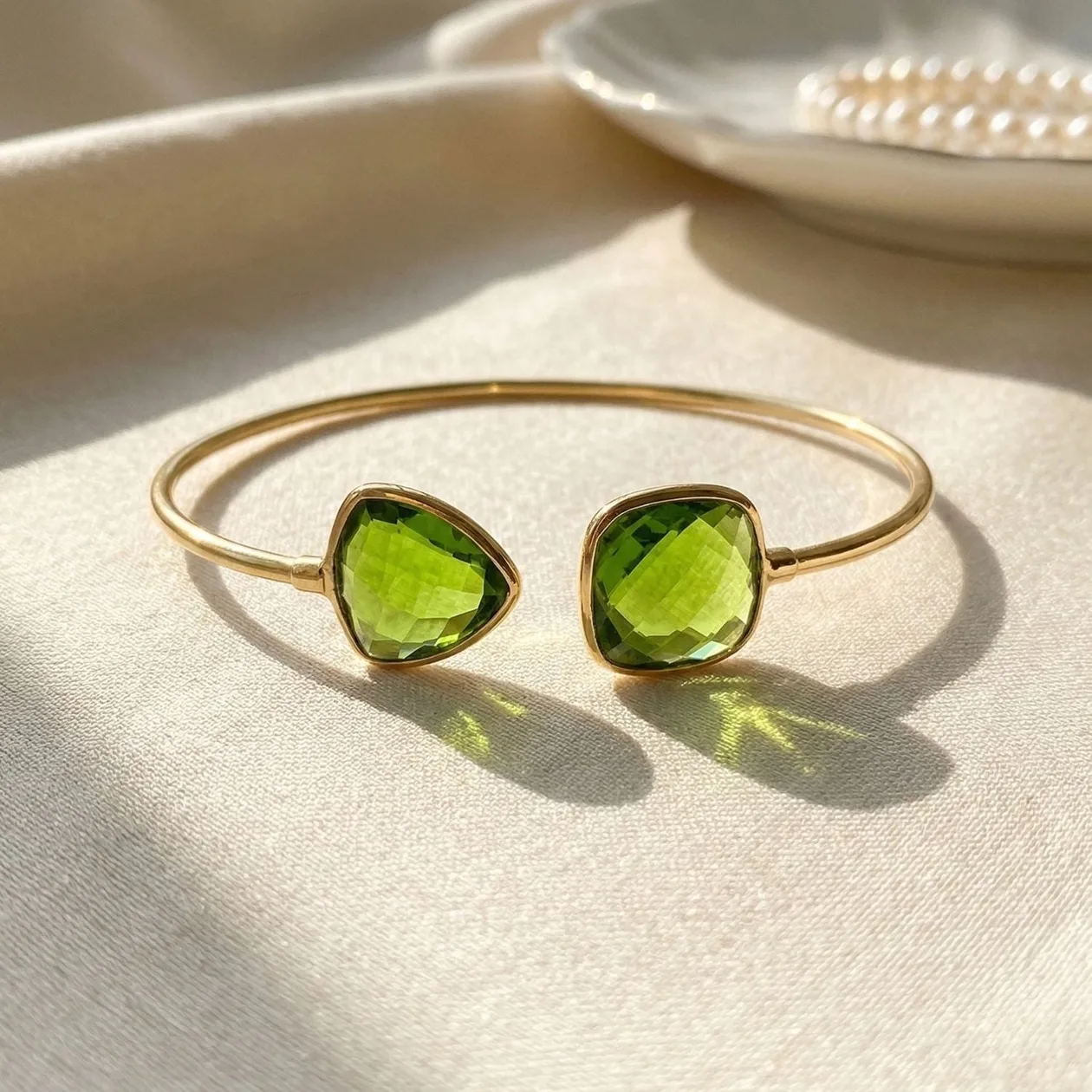 Gold Vermeil Peridot Glow August Birthstone Bangle Bracelet: the shop's own photo