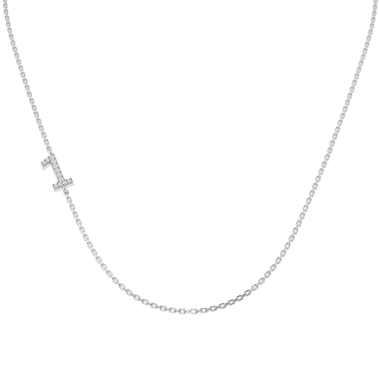 Diamond 1 Number Pendant 0.1ct Gold & Platinum Necklace (Without Chain) - 9k White Gold / Natural Diamond(F/SI) / 0.10 Carat: the shop's own photo