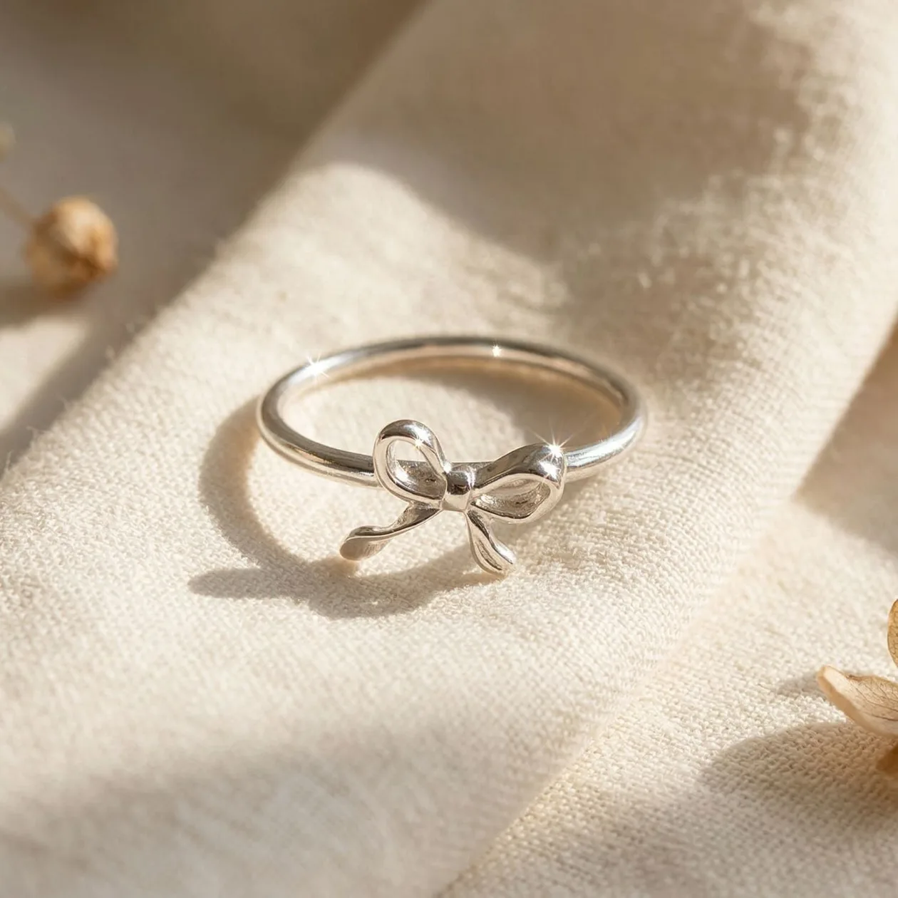 Bow Tie Bowknot Thin Sterling Silver Stacking Ring - 8: the shop's own photo
