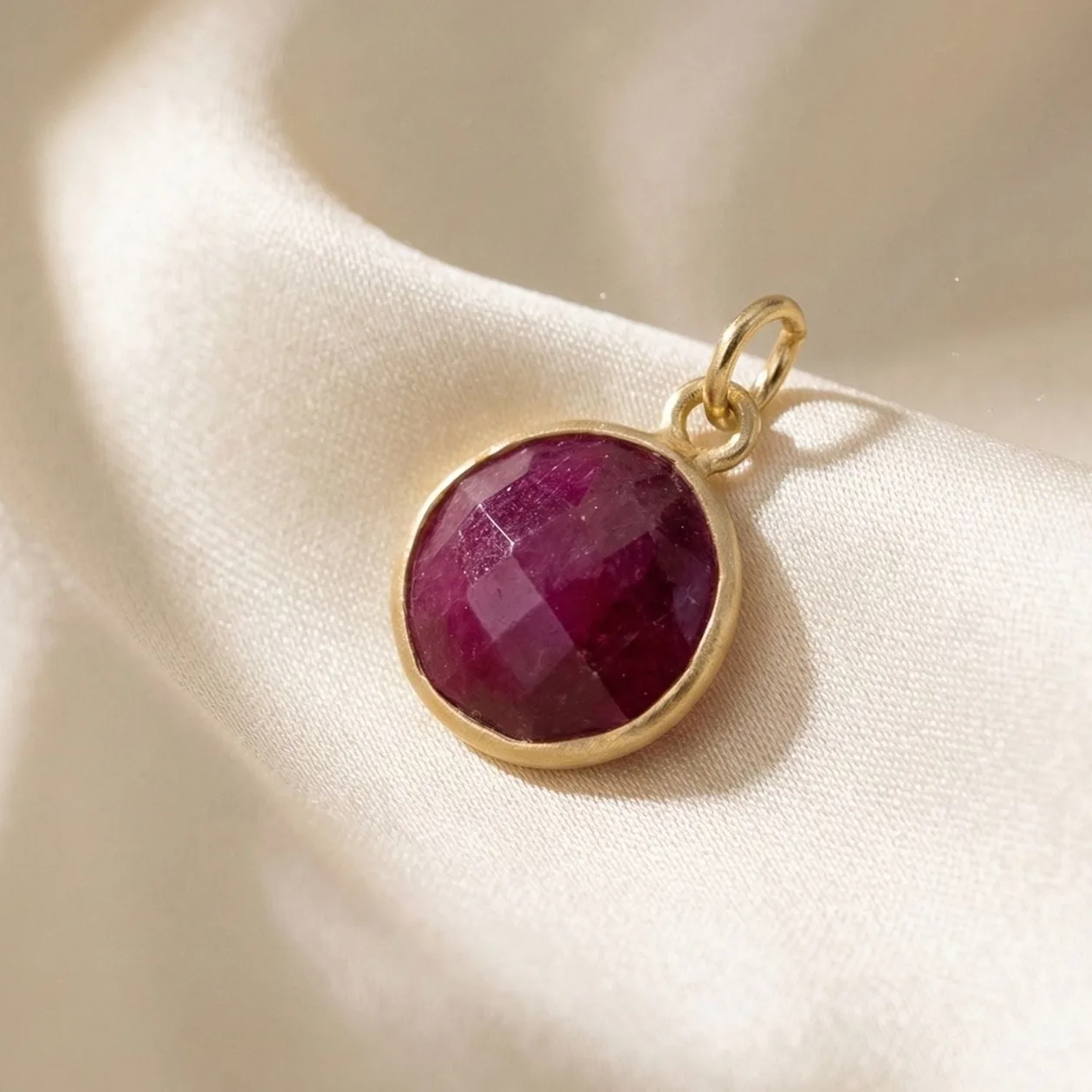 18ct Gold Plated Round Ruby July Birthstone Pendant: the shop's own photo