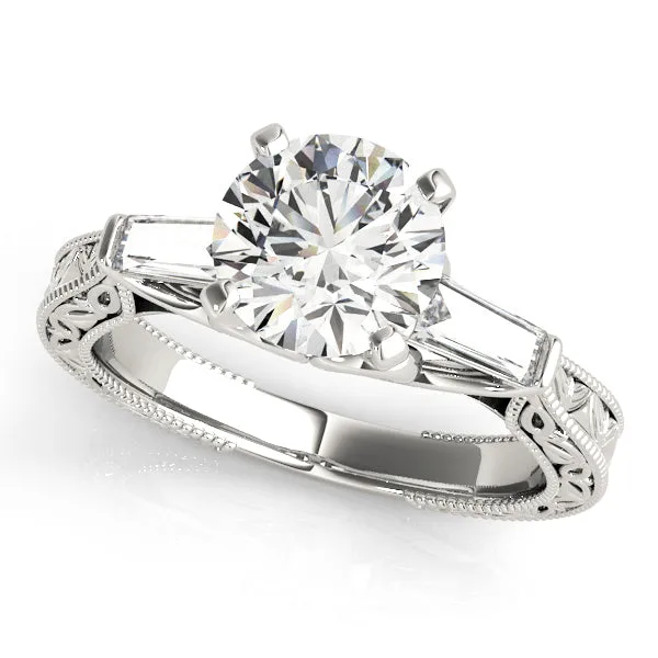 Three Stone Baguette & Round Cut Lab-Grown Diamond Vintage Engagement Ring - 18k Yellow Gold / 0.50 Carat: the shop's own photo