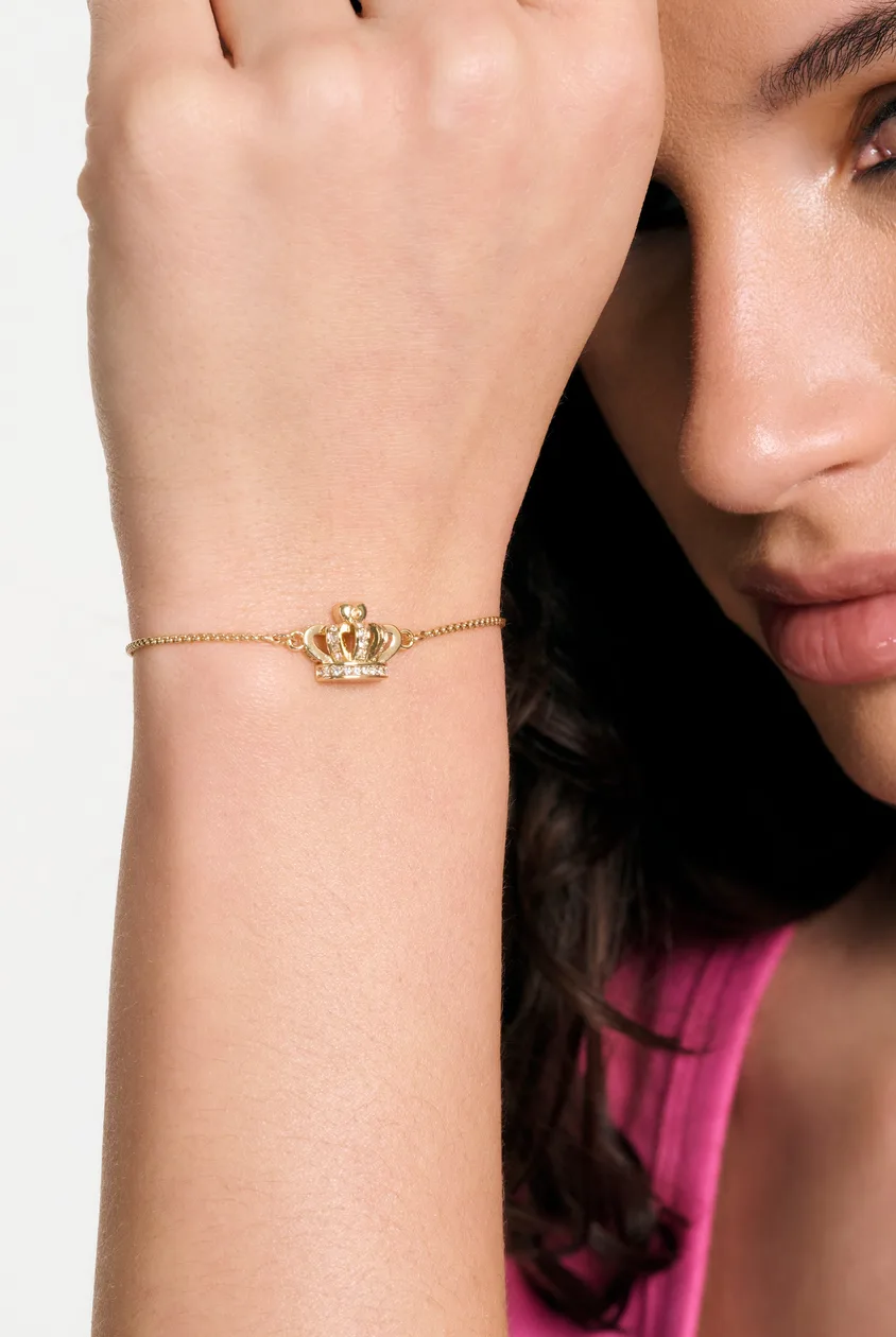 GOLD TONE CRYSTAL ICON CROWN ADJUSTABLE BRACELET - ONE / Gold: the shop's own photo
