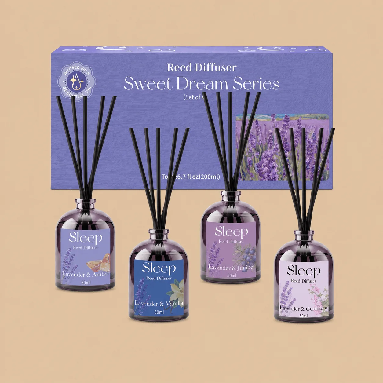 SCENTORINI Lavender Reed Diffuser Set: the shop's own photo