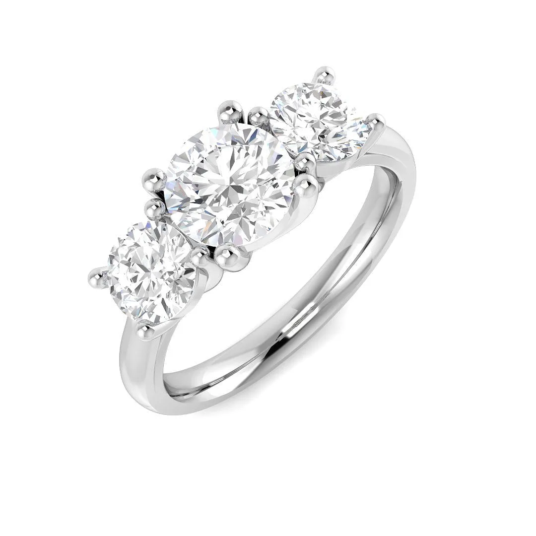 2.00ct Lab Grown D/VVS Round Cut Diamond Trilogy Ring - Gold & Platinum - 18k Yellow Gold / 2.00 Carat: the shop's own photo