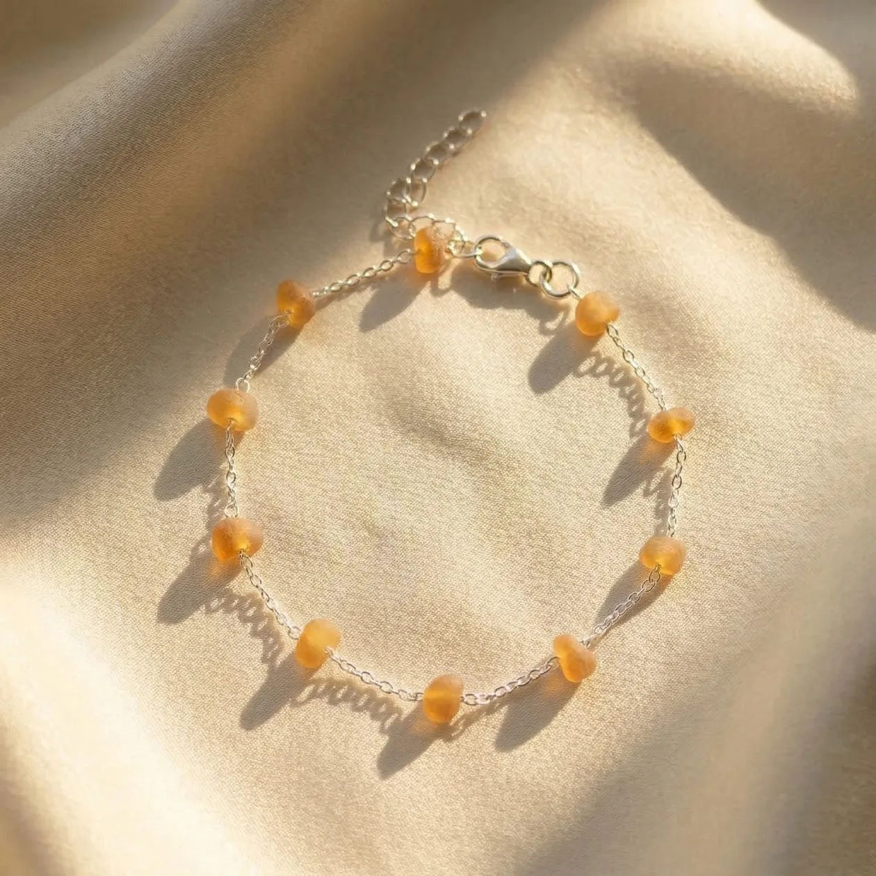 Raw Citrine Gemstone November Birthstone Sterling Silver Bracelet: the shop's own photo