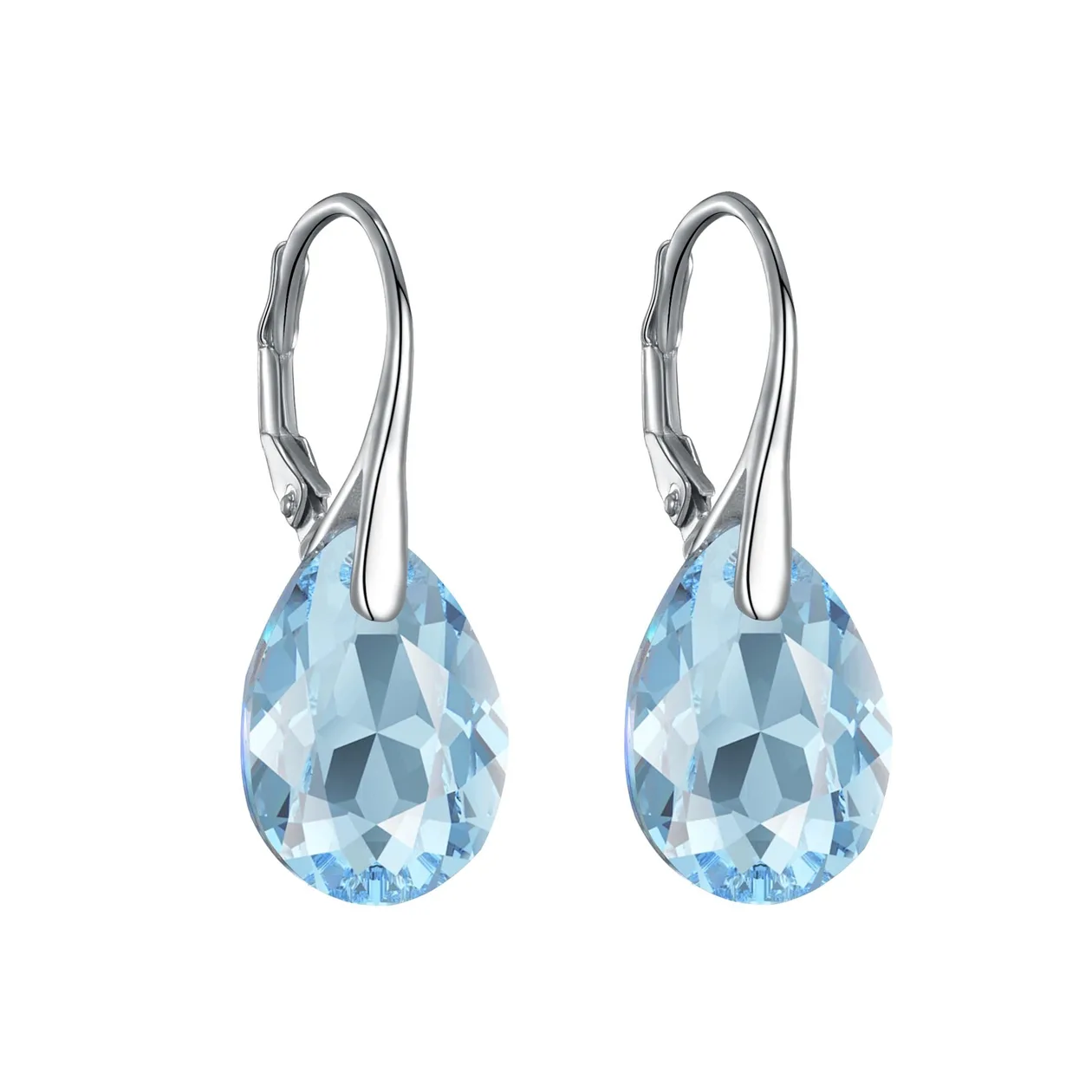 Sterling Silver Aquamarine Drop Earrings Created with Zircondia® Crystals: the shop's own photo
