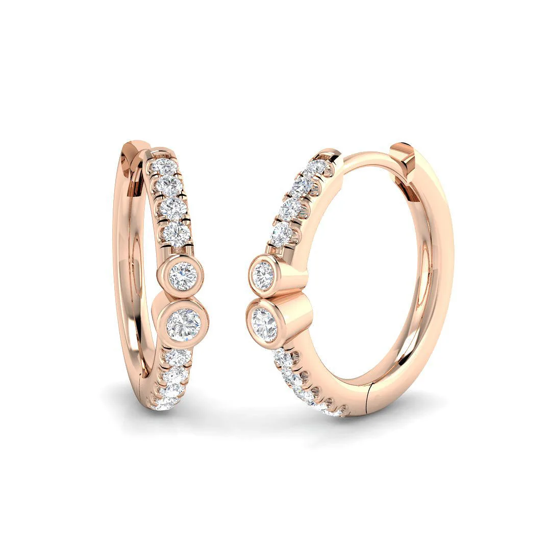 0.20 Ct Gold Diamond Hoop Earrings | Lab/Natural | UK Hallmarked - 9k Rose Gold / 0.2 Carat / Lab Grown Diamond(D-VVS): the shop's own photo